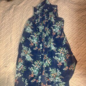 Charlotte Russe, Long see through button down Shirt, L, Multicolor.